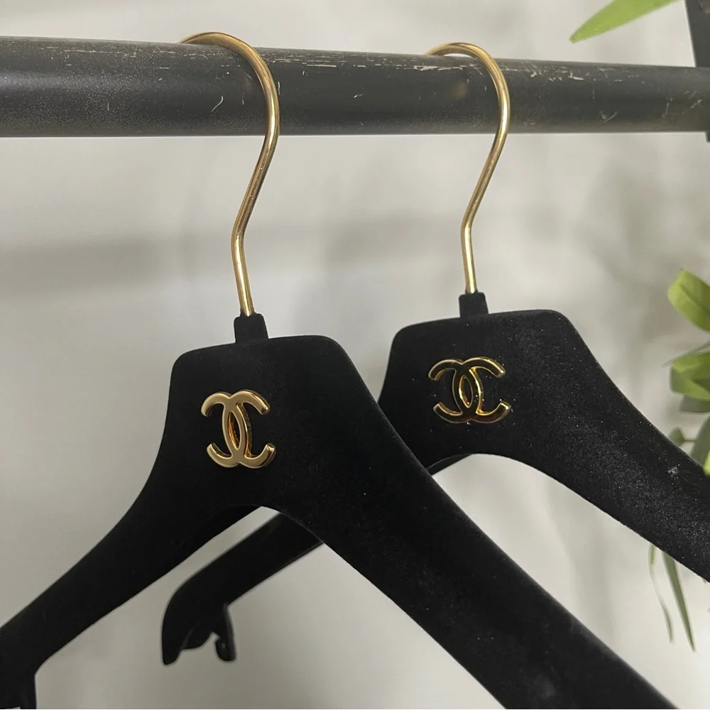 CHANEL Black Velvet Hangers, Set of 2